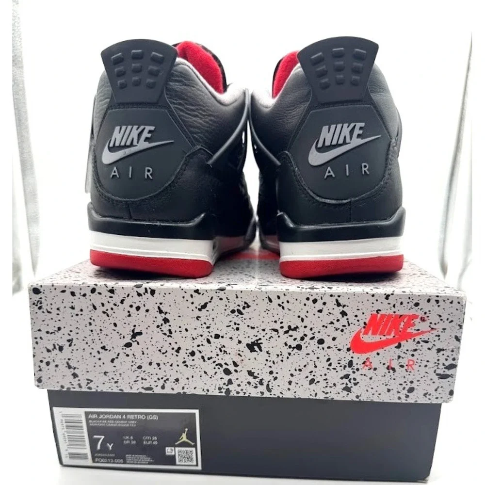Nike Air Jordan 4 Retro GS Bred Reimagined Black Red 2024 7Y US 7Y w/ Box
